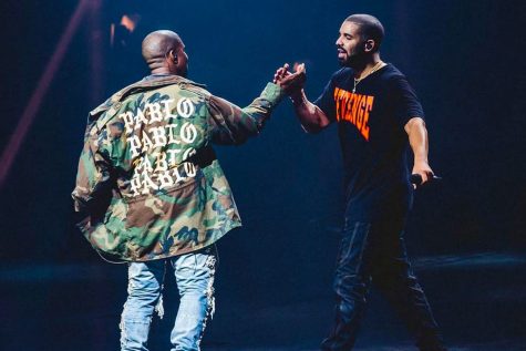 This image shows Kanye and Drake at Drakes OVO Fest. In where Drake and Kanye performed in where Kanye was a surprise guest.