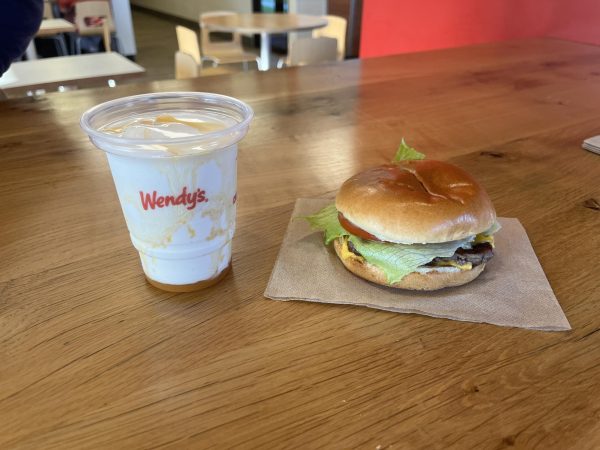 Pineapple Under the Sea Frosty with a Krabby Patty burger