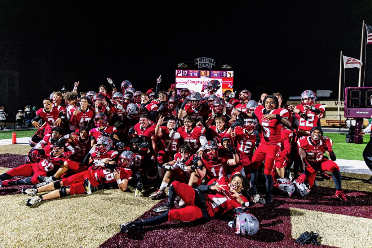 The Parkland football team celebrates their district championship win over Emmaus.