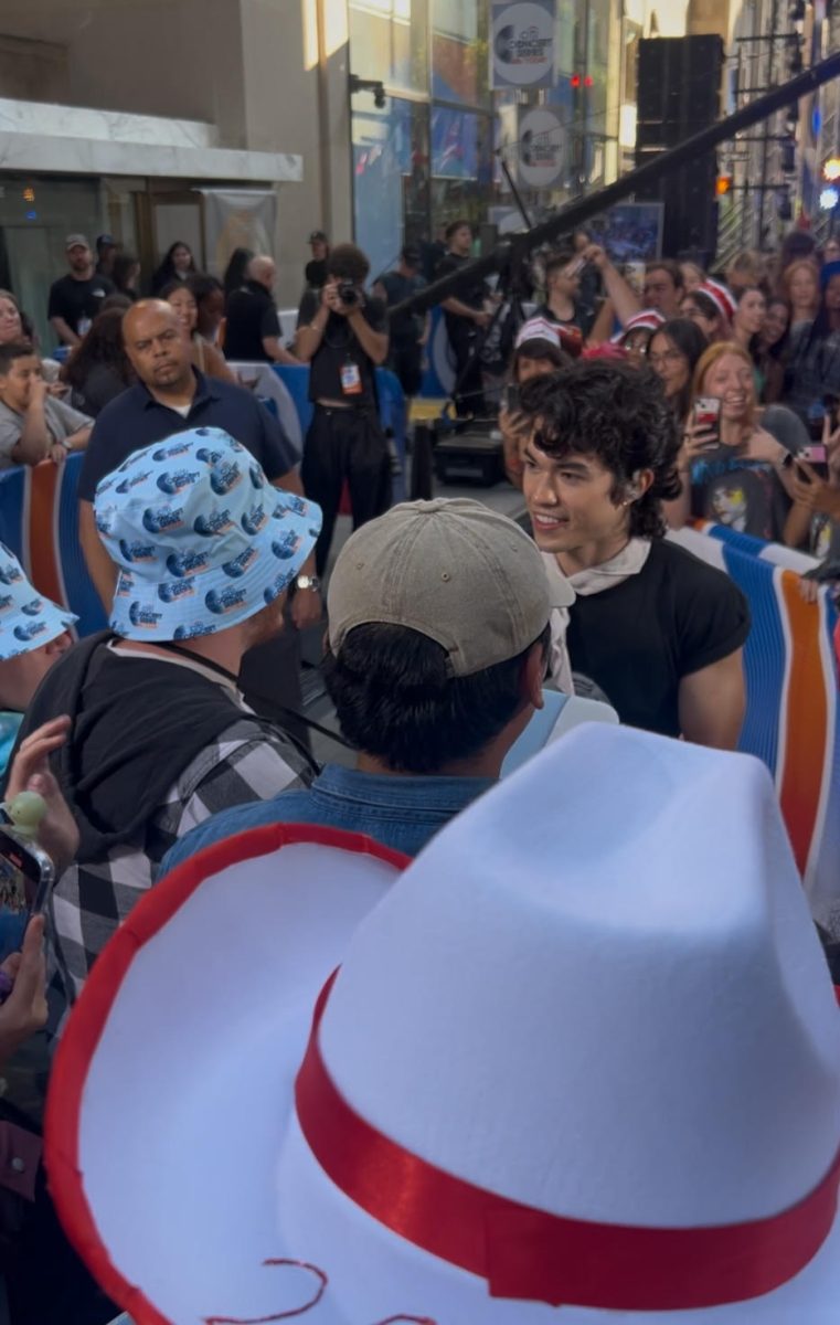 Conan Gray talks to fans at The Today Show on the release day of his new album "Wishbone"